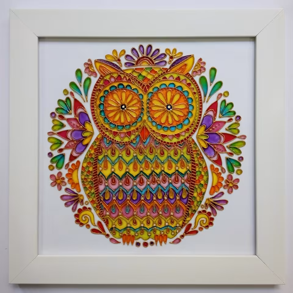 تابلو ویترای طرح جغد