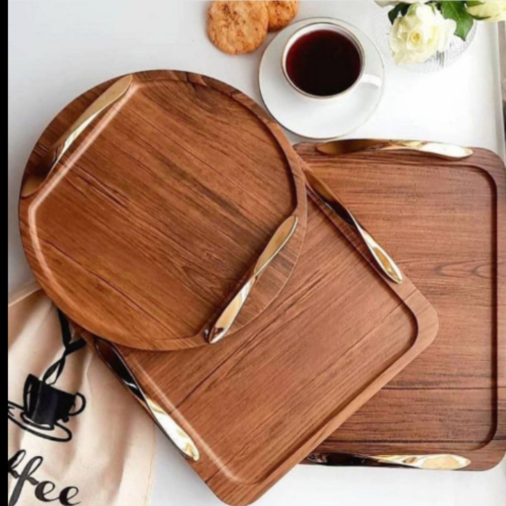 سینی چوبی دسته فلزی زیبا و دلبر