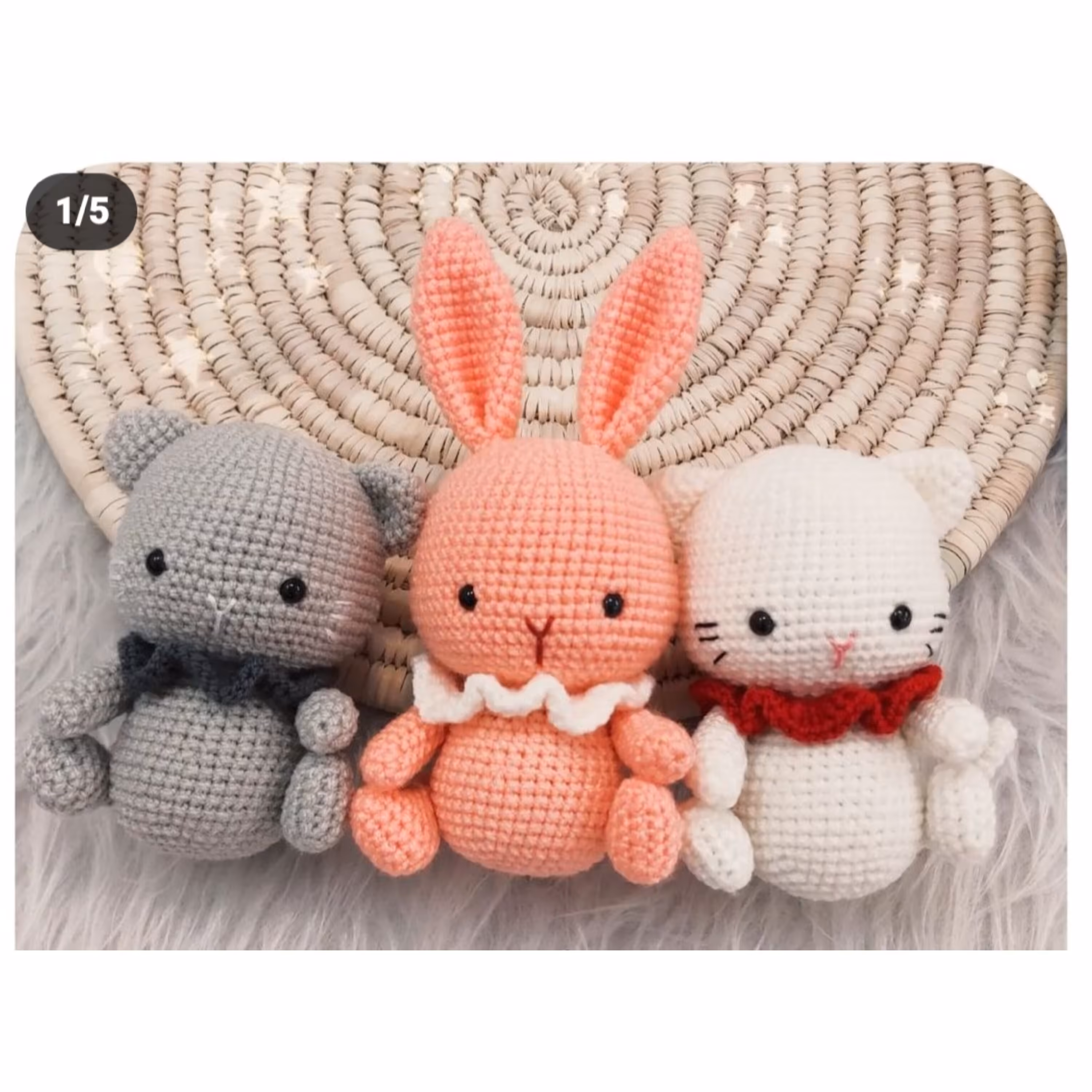 عروسک خرگوش و گربه و خرس ناز  دستباف ناری