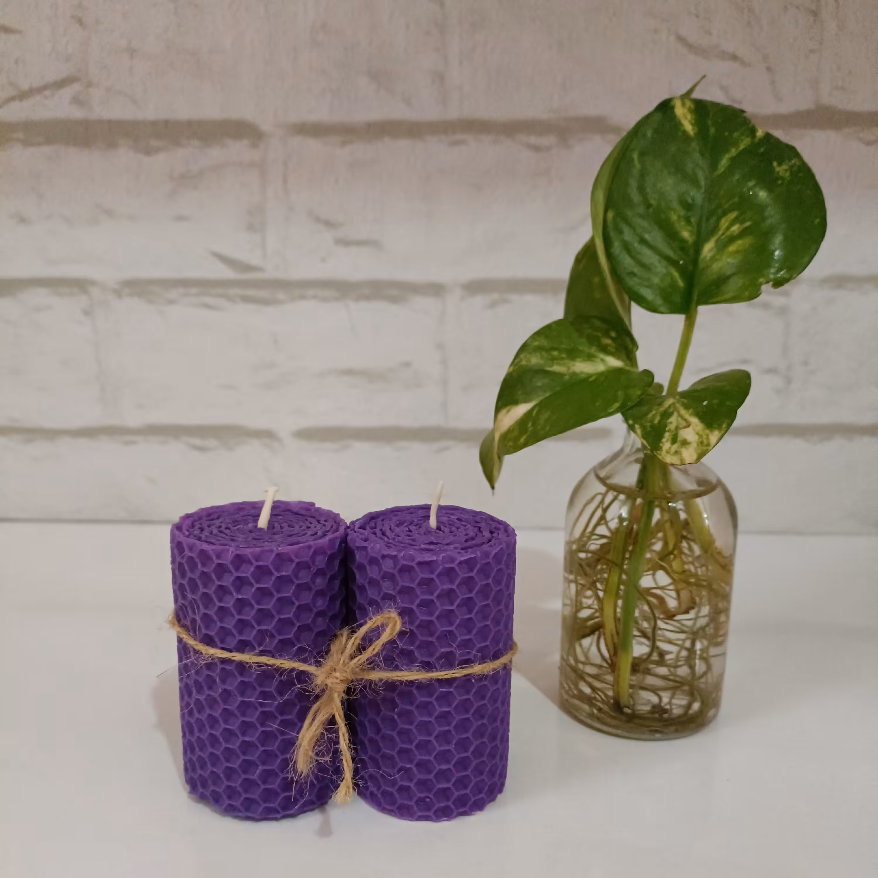 شمع موم عسلی بنفش