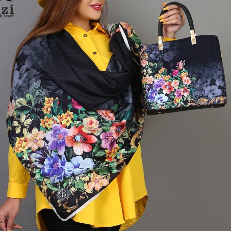 ست روسری و کیف گل دار