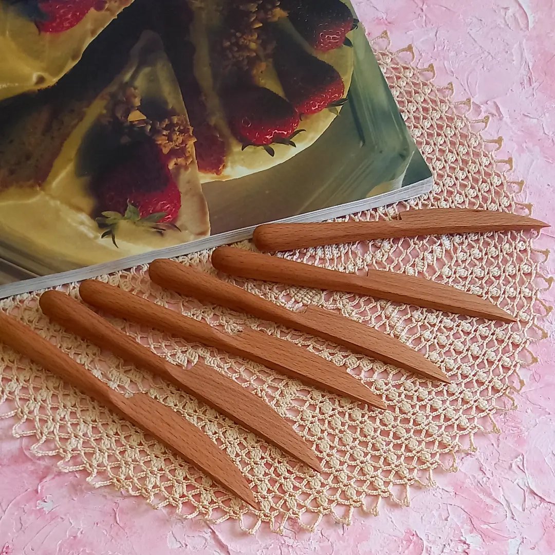 کارد چوبی دستساز بارلی ویژه کیک و میوه خوری (پک 2عددی) چوب راش 18 سانتی کد bar0117