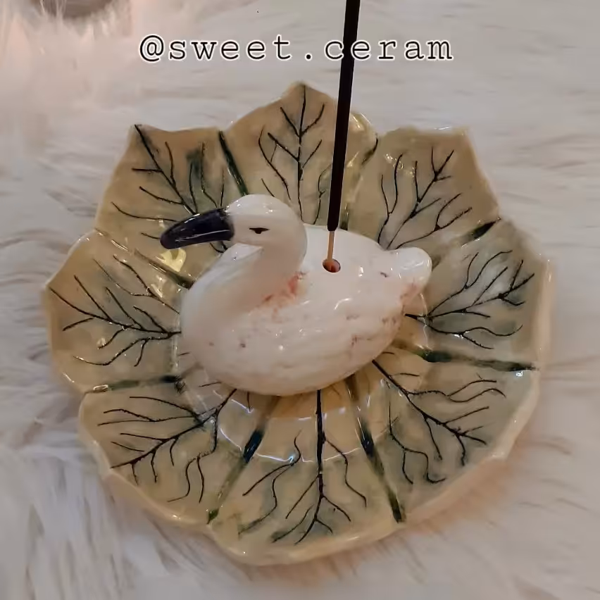 جاعودی فانتزی طرح فلامینگو سرامیک دستساز قابل شستشو رنگ ثابت