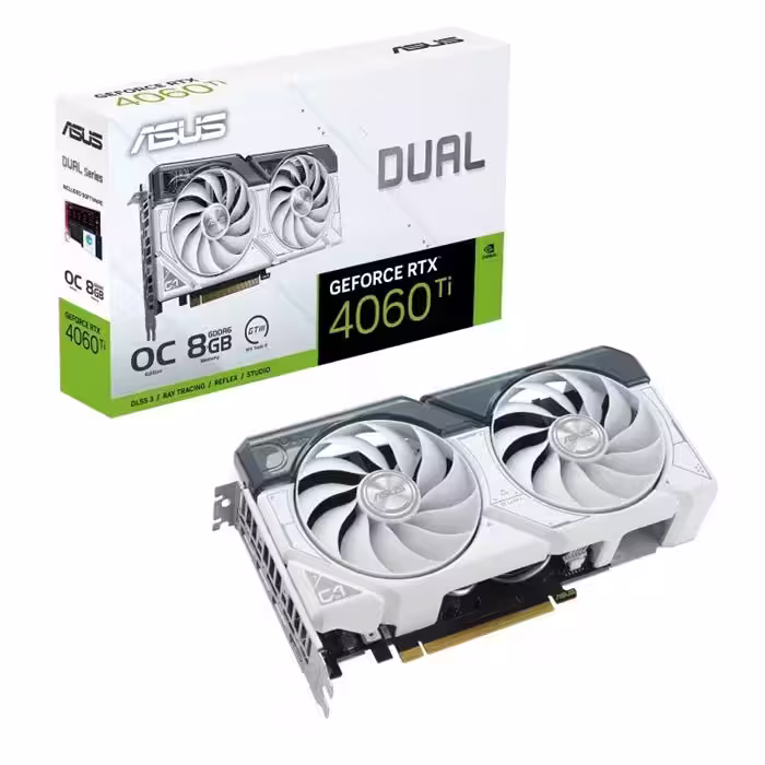 کارت گرافیک ایسوس سفید Dual RTX 4060Ti 8GB OC Edition White