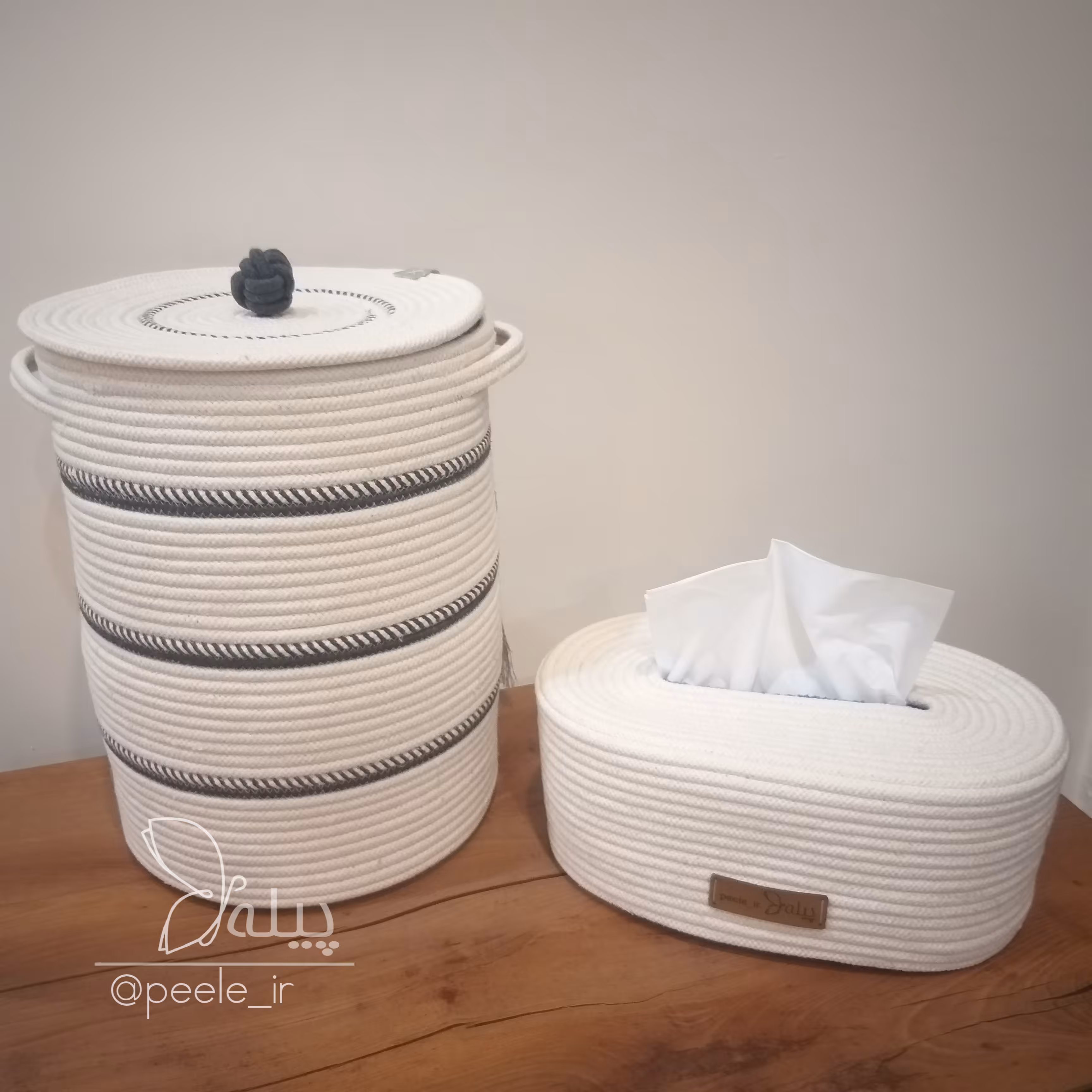 ست سطل و جا دستمال کاغذی قیطانی پیله