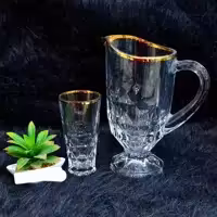 پارچ لیوان آکومارین لب طلا