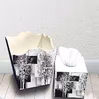 ست سطل زباله و جعبه دستمال لارا مدل درخت - فروشگاه سه گامه