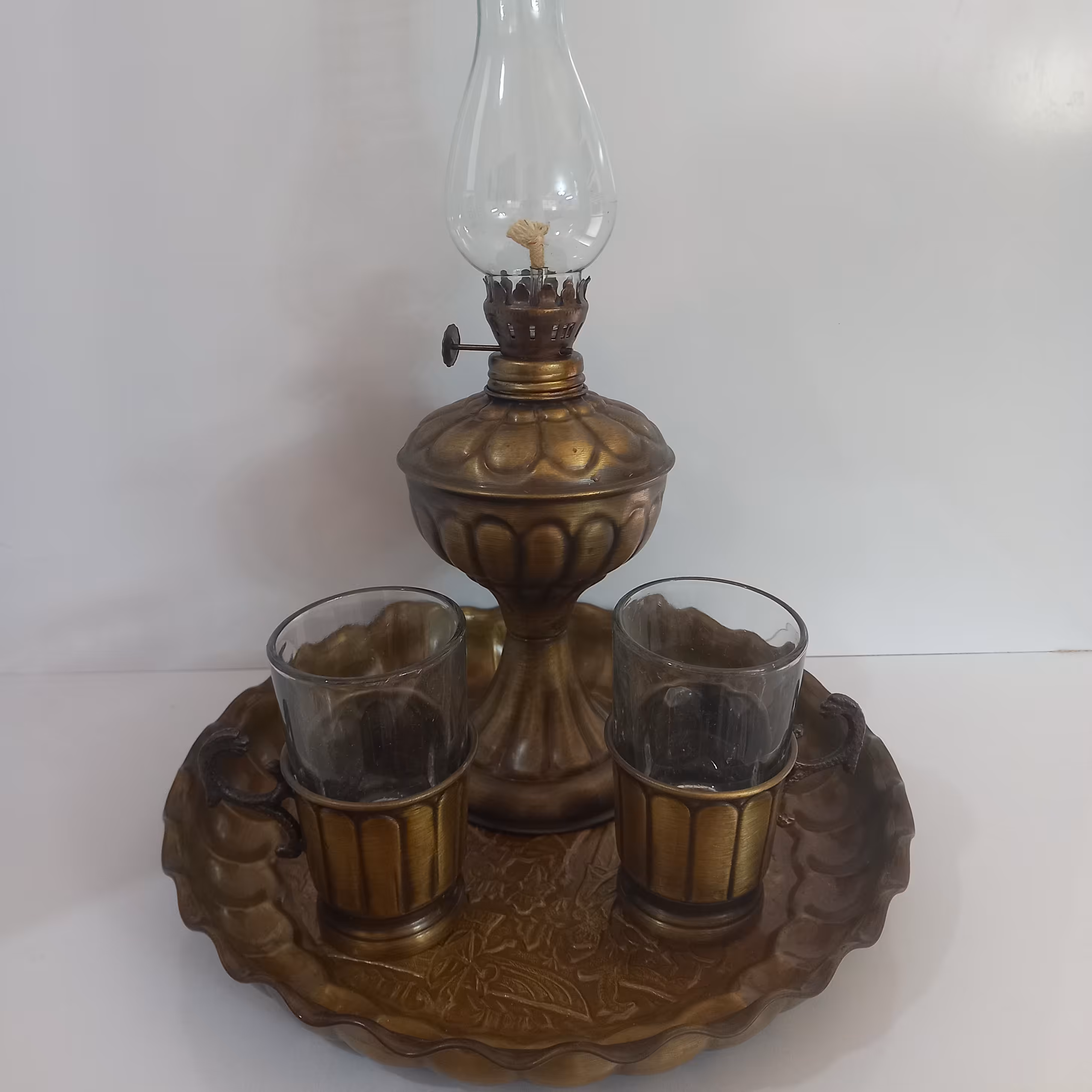 چایخوری برنجی دو نفره خط دار