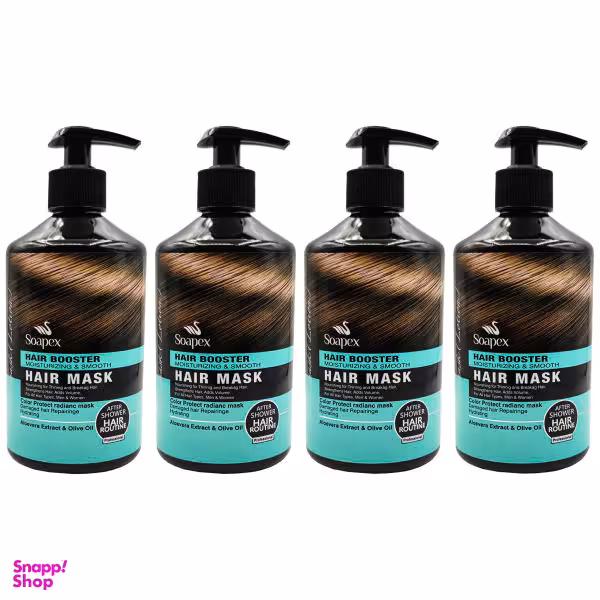 ماسک مو سوپکس (Soapex) مدل روغن زیتون و آلویه ورا حجم 500 میلی لیتر مجموعه 4 عددی