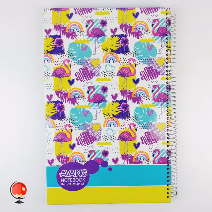 دفتر مشق 100 برگ رحلی سیمی جلد سخت طرح فلامینگو آونگ