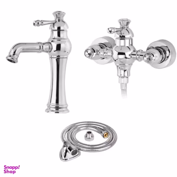 ست شیرآلات کسری مدل شهیاد مجموعه 2 عددی به همراه شلنگ توالت