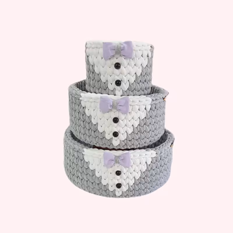 سبد قلاب بافی تریکو طرح کت پسرانه مجموعه 3 عددی