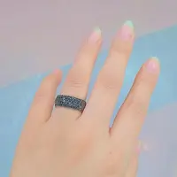 حلقه نقره زنانه طرح پرنس مشکی ایتالیایی عیار 925 با آبکاری طلا سفید