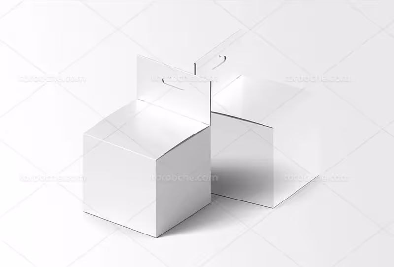 موکاپ لایه باز جعبه مکعبی درب دار | گرافیک با طعم تربچه