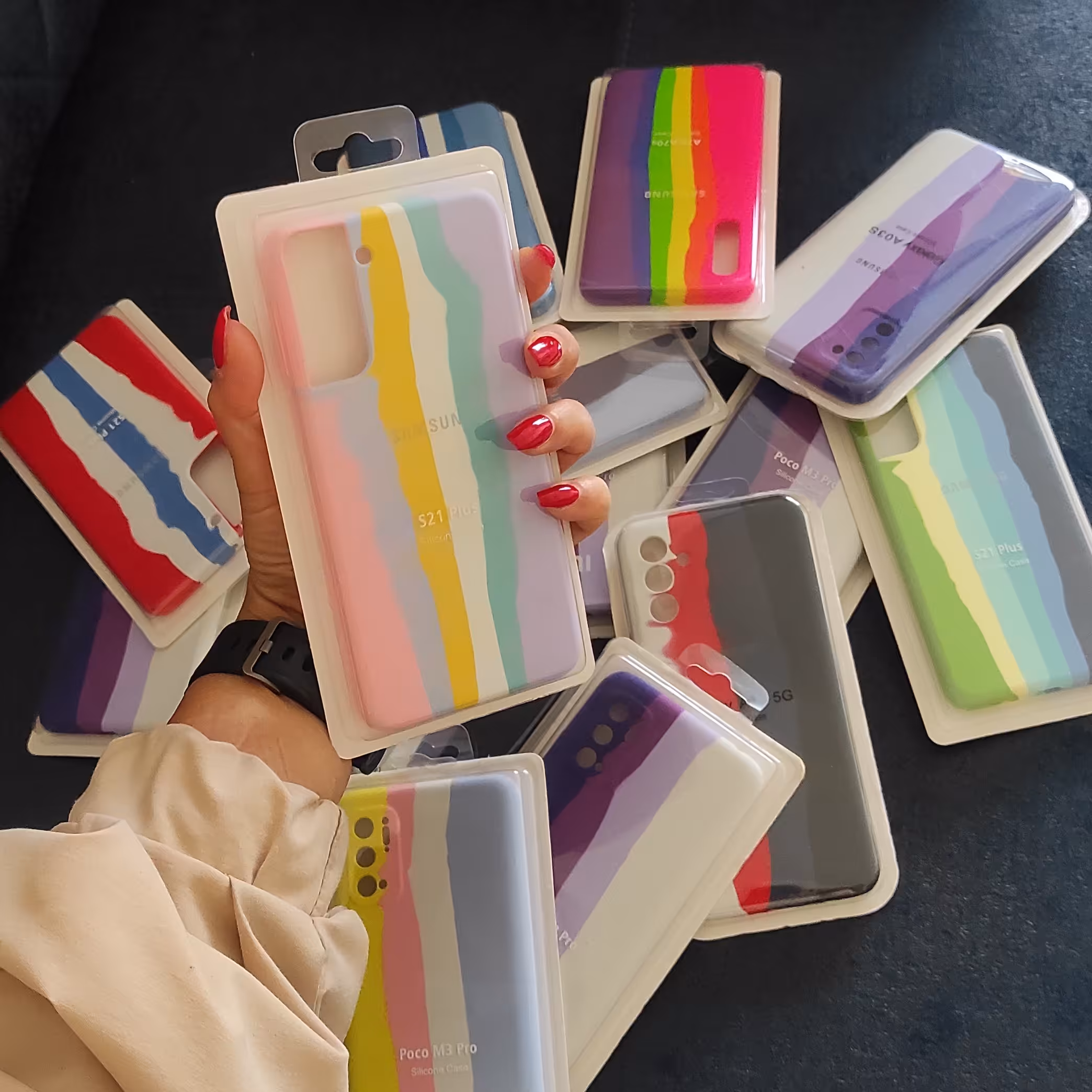 قاب سیلیکونی آبرنگی رنگین کمانی اصلی