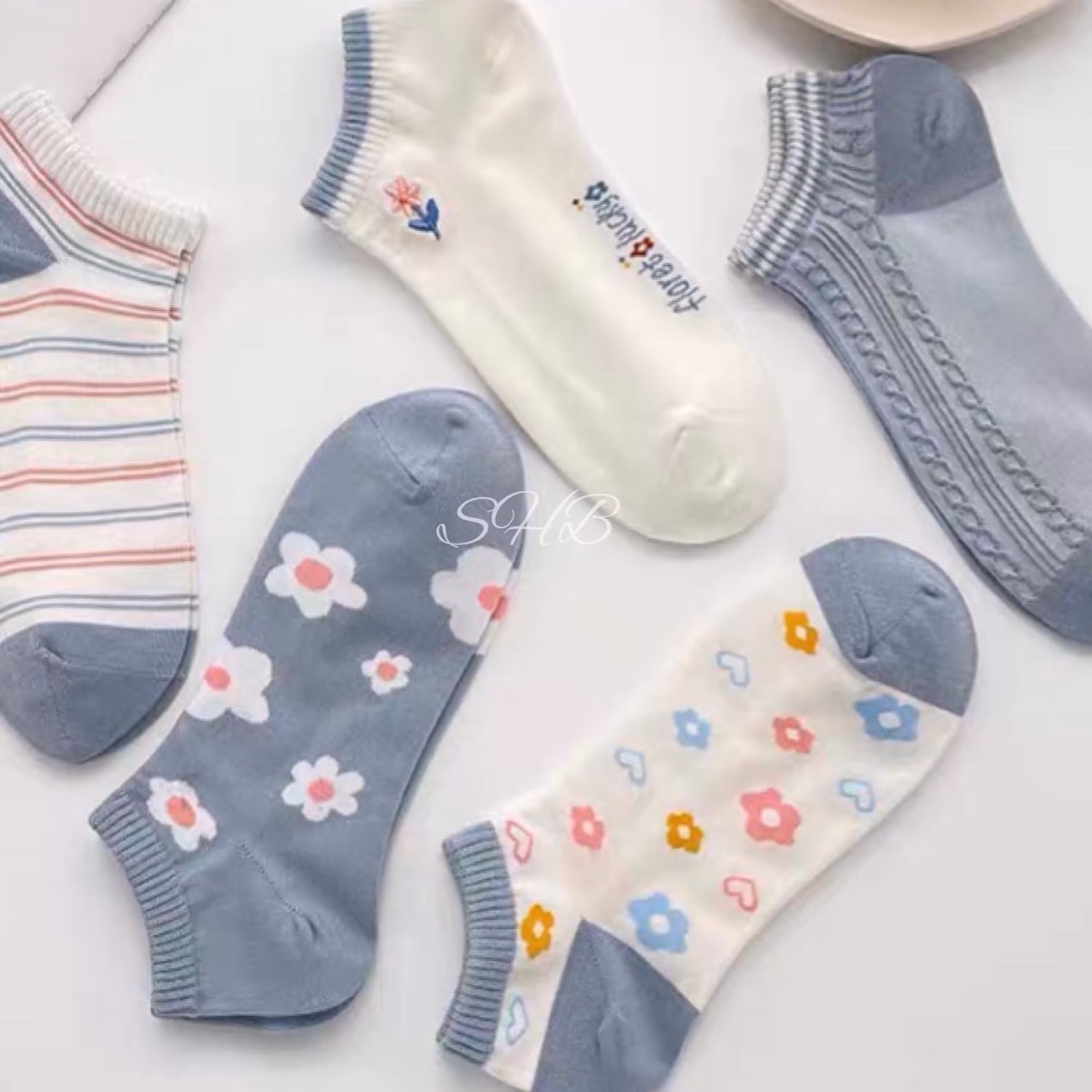 جوراب مچی آبی در 5 طرح مختلف(بسته 10جفتی)