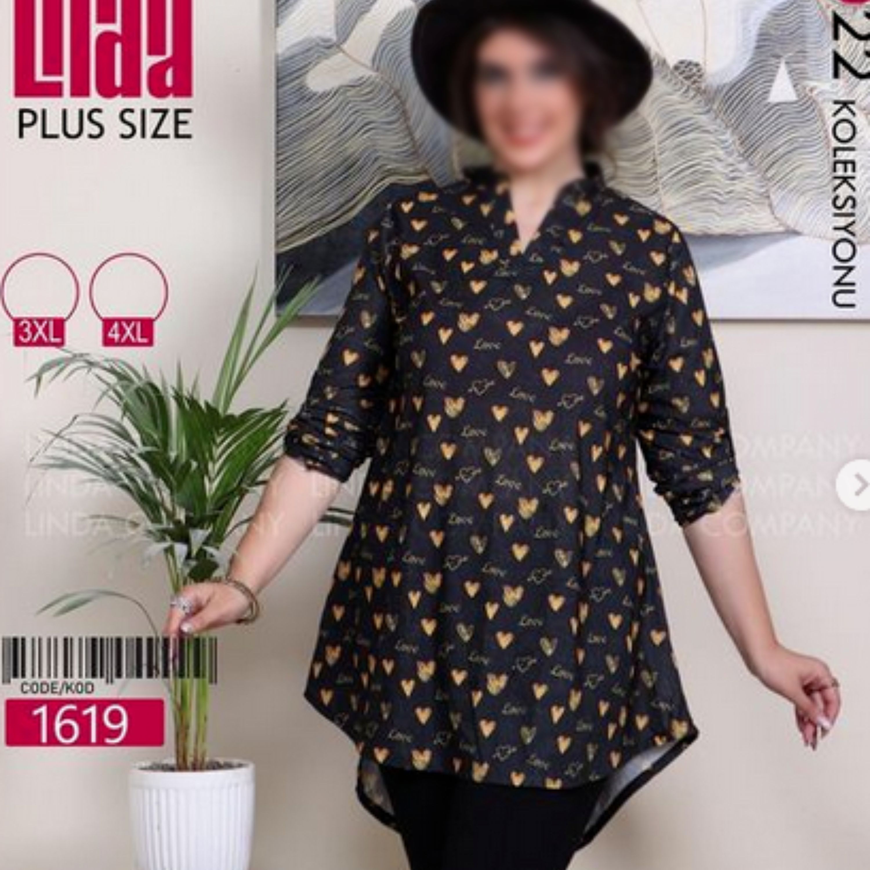 تونیک یقه ایستاده آستین پاگن دارمناسب (44 تا 60) 2