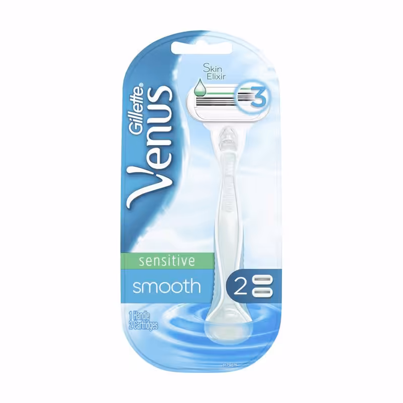 خود تراش ژیلت مدل Venus Sensitive Smooth به همراه تیغ یدک بسته 2 عددی