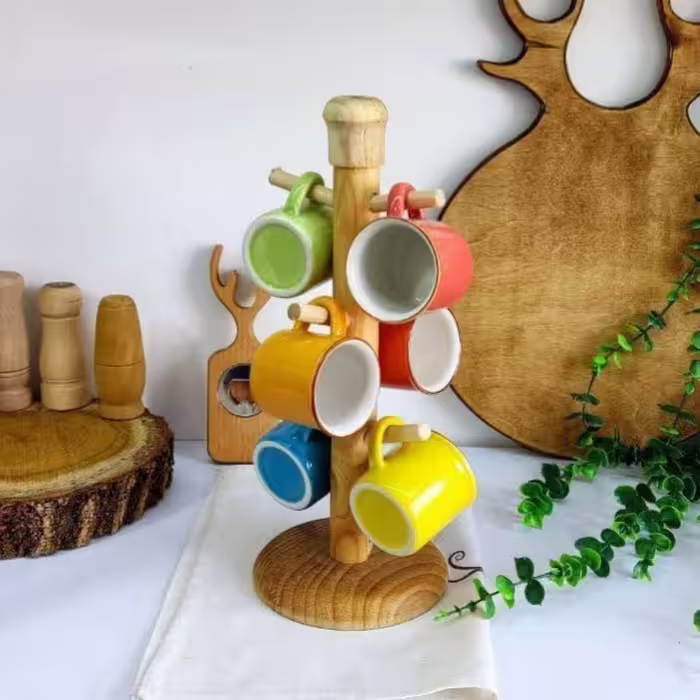 آویز فنجان چوبی