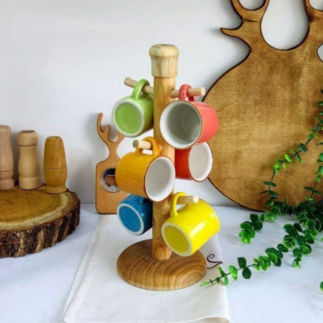 آویز فنجان چوبی
