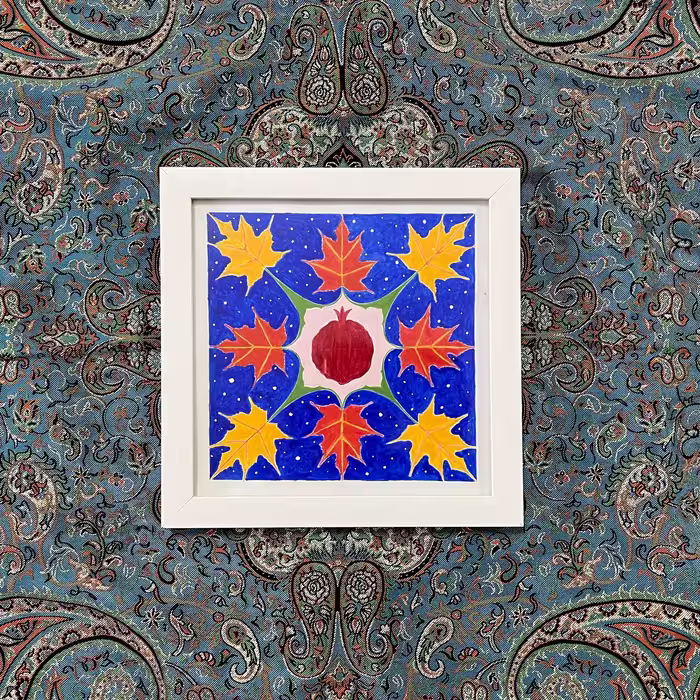 تابلوی دیواری اکریلیک طرح شب یلدا - کد 153 - ابعاد 20 در 20 - هنر دست هنرمند 