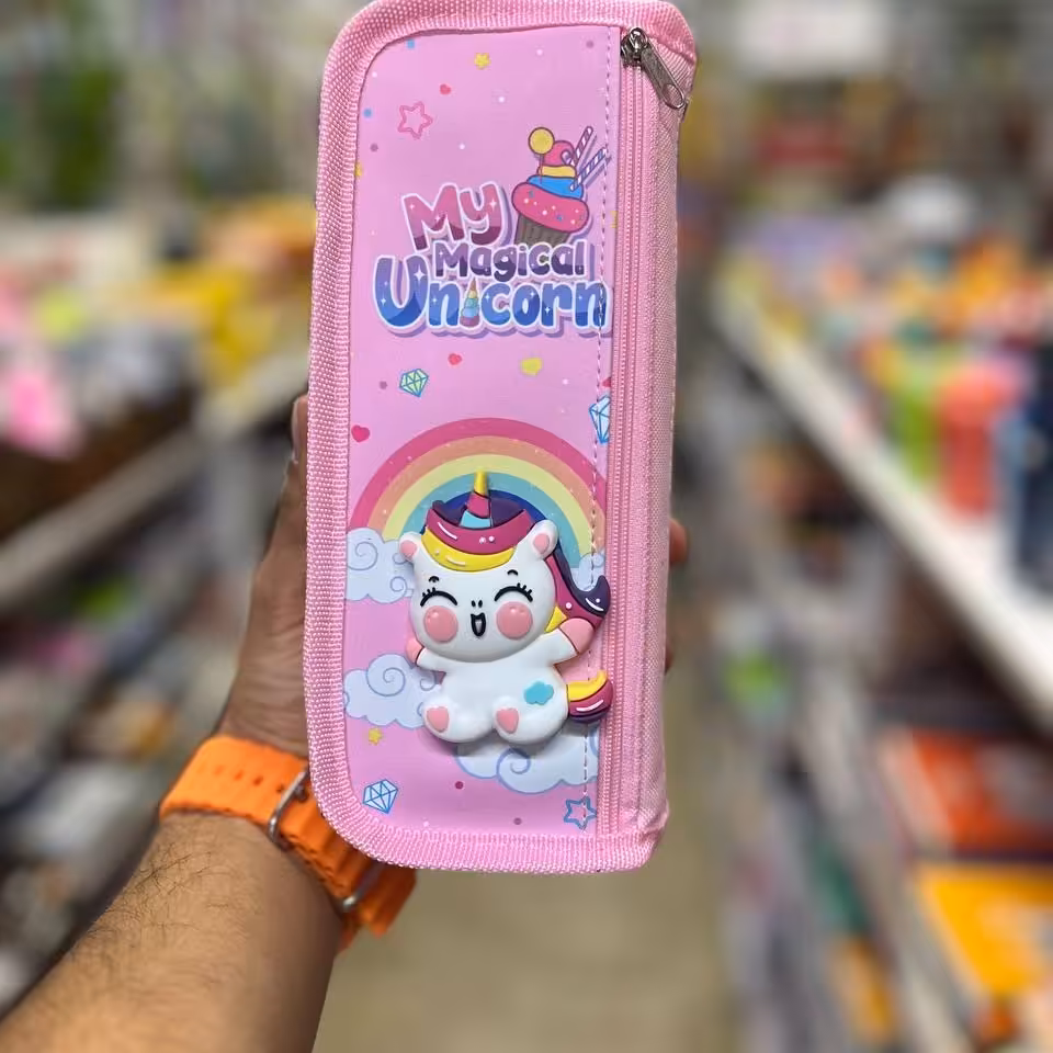 جامدادی سه زیپ اسکوییشی طرح یونیکورن 