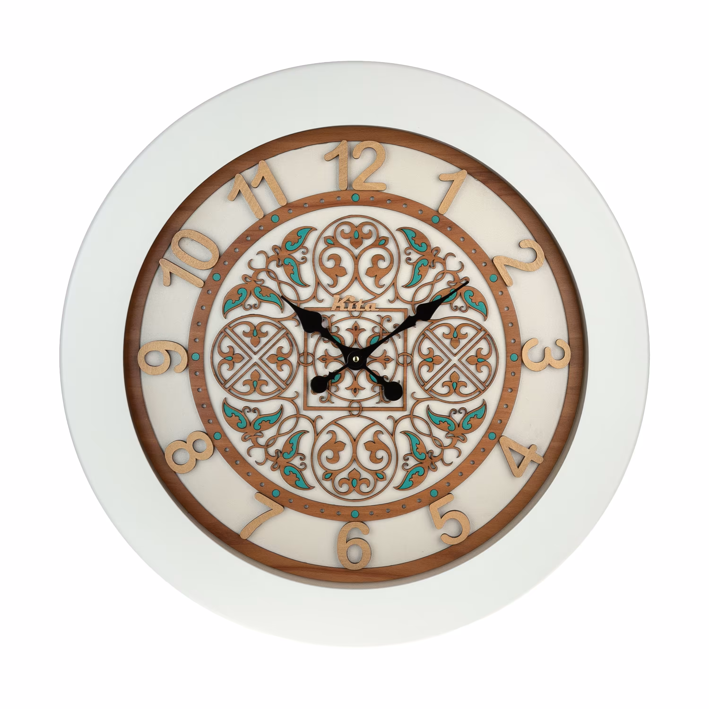 ساعت دیواری تمام چوب مدل کیتا رویال کد CKS 624-W80 - (قطر 80 cm)