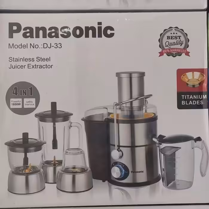 آبمیوه گیری پاناسونیک4کاره گلو استیل پایه استیل تیغه طلایی شرکتی 12 ماه گارانتی معتبر