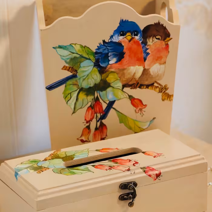 جعبه دستمال کاغذی چوبی بهمراه سطل و ست با طرح و رنگ متنوع و دلخواه شما