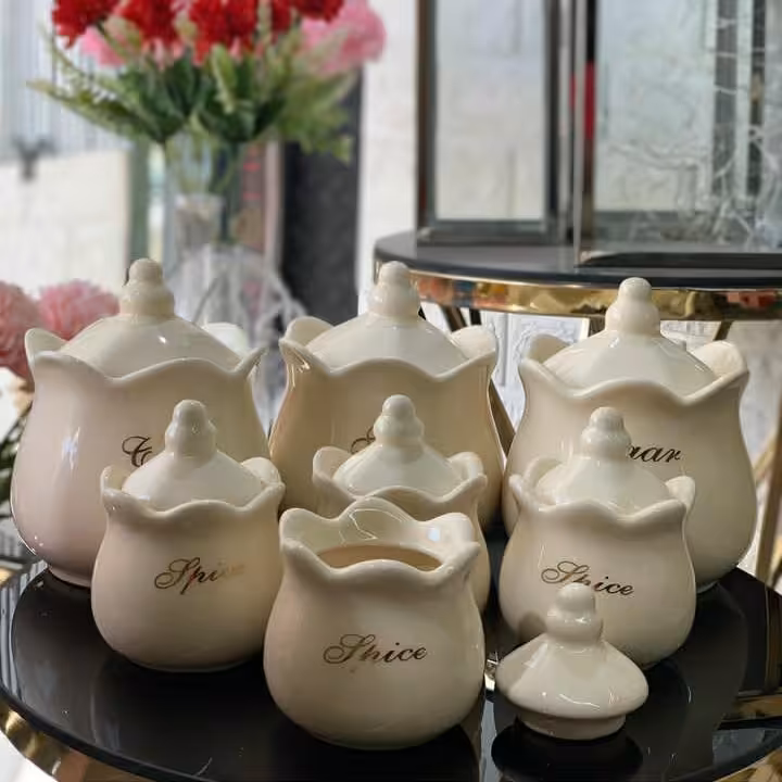 پاسماوری سرامیکی  رنگ کرم (قند ، شکر ، چای ، ادویه)