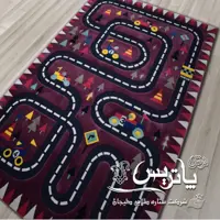 فرش پاتریس  فرش گلیم کودک  400شانه طرح رالی بنفش سایز 6متری