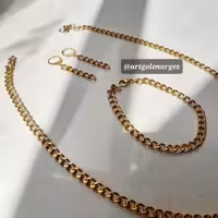 سرویس کارتیر استیل و رنگ ثابت شامل گوشواره و گردنبند و دستبند