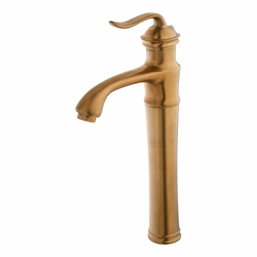 شیر روشویی پایه بلند رنگ طلا مات جنس درجه 1 و استاندارد و دارای نشان کیفیت ایزوو 9001