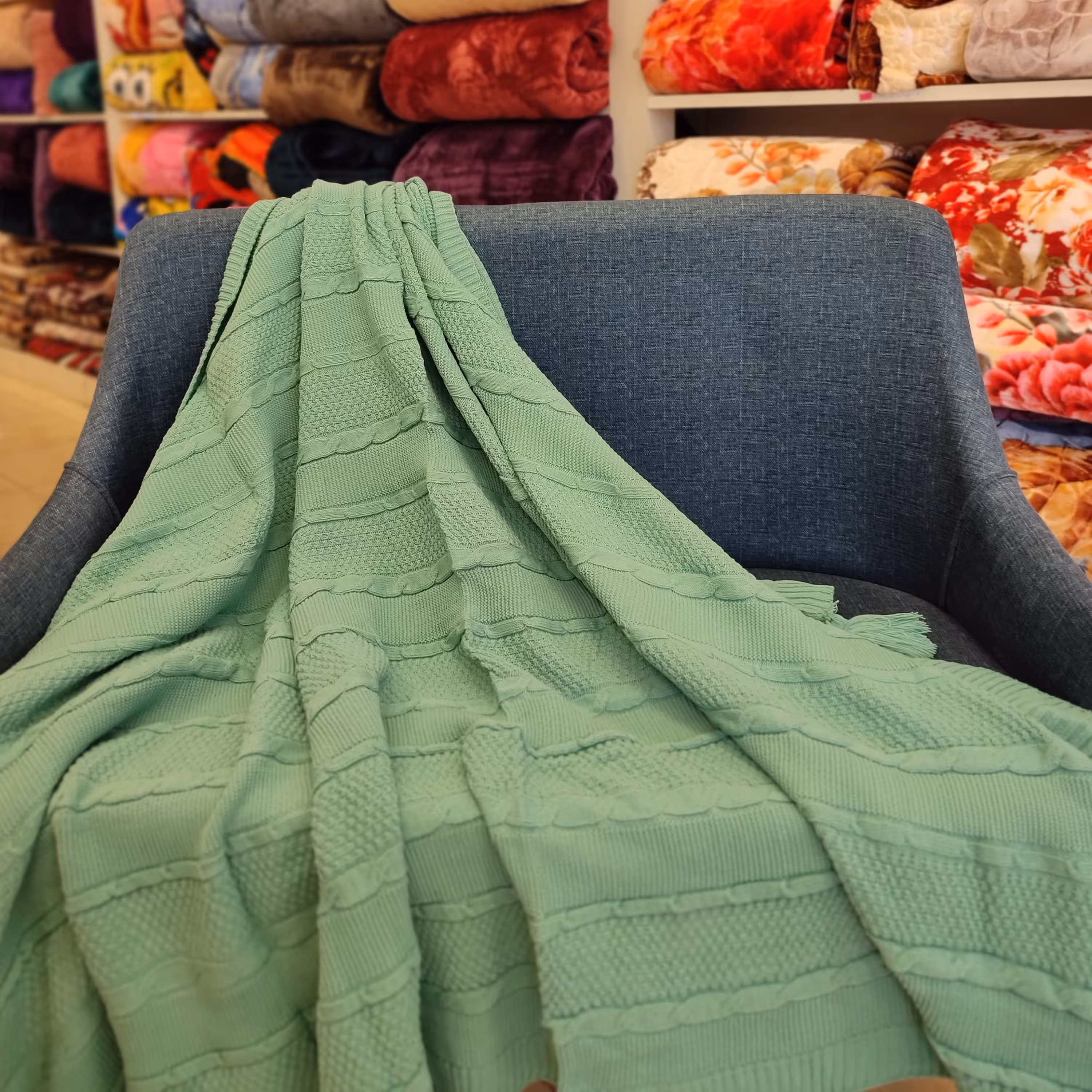 شال مبل دونفره اعلا  سبز آبی (120330)