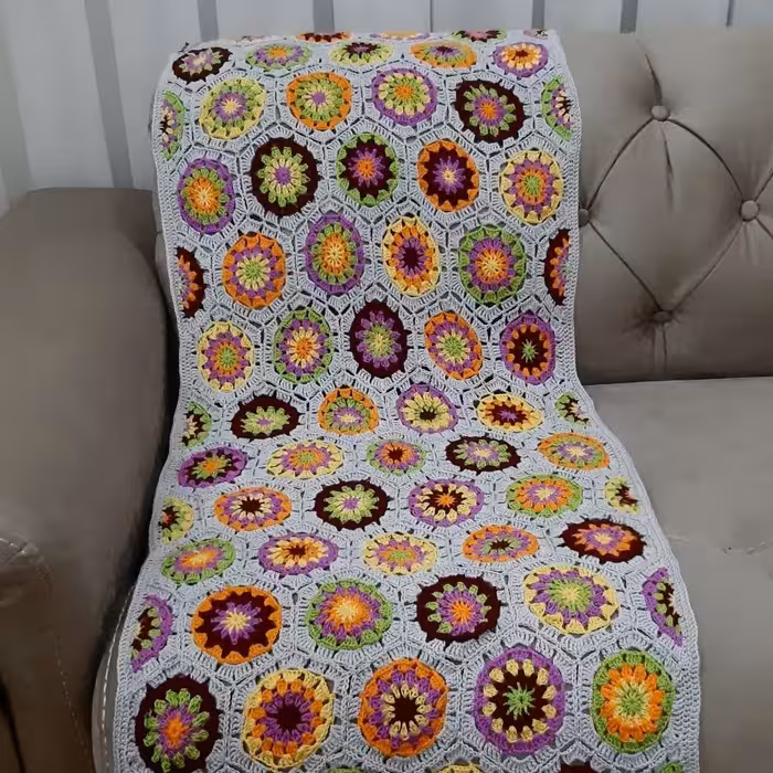 شال مبل قلاب بافی با کاموای ترک 150 در 50