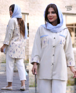 ست دوتیکه مانتو و شلوار اسپرت لنین مدل 229