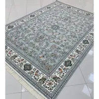 فرش ماشینی 1200 شانه اصل تراکم 3600 طرح زریسان زمینه طوسی 12 متری جنس اکرولیک