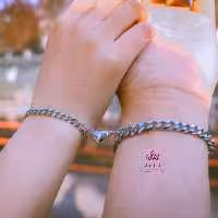 دستبند ست زوج  کارتیر نقره ای استیل کد 221