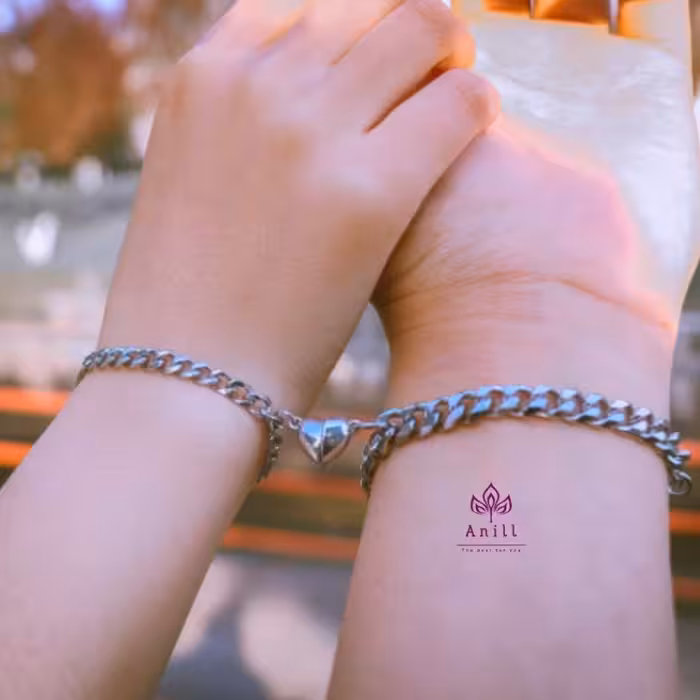 دستبند ست زوج  کارتیر نقره ای استیل کد 221