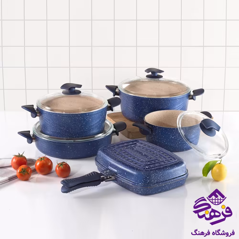 سرویس قابلمه پویان 10پارچه سووینگ Eviz سرمه ای