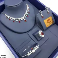سرویس شیک عروس فول نگین جواهری مارسا نقره عیار925 حک شده به همراه فاکتور اصل