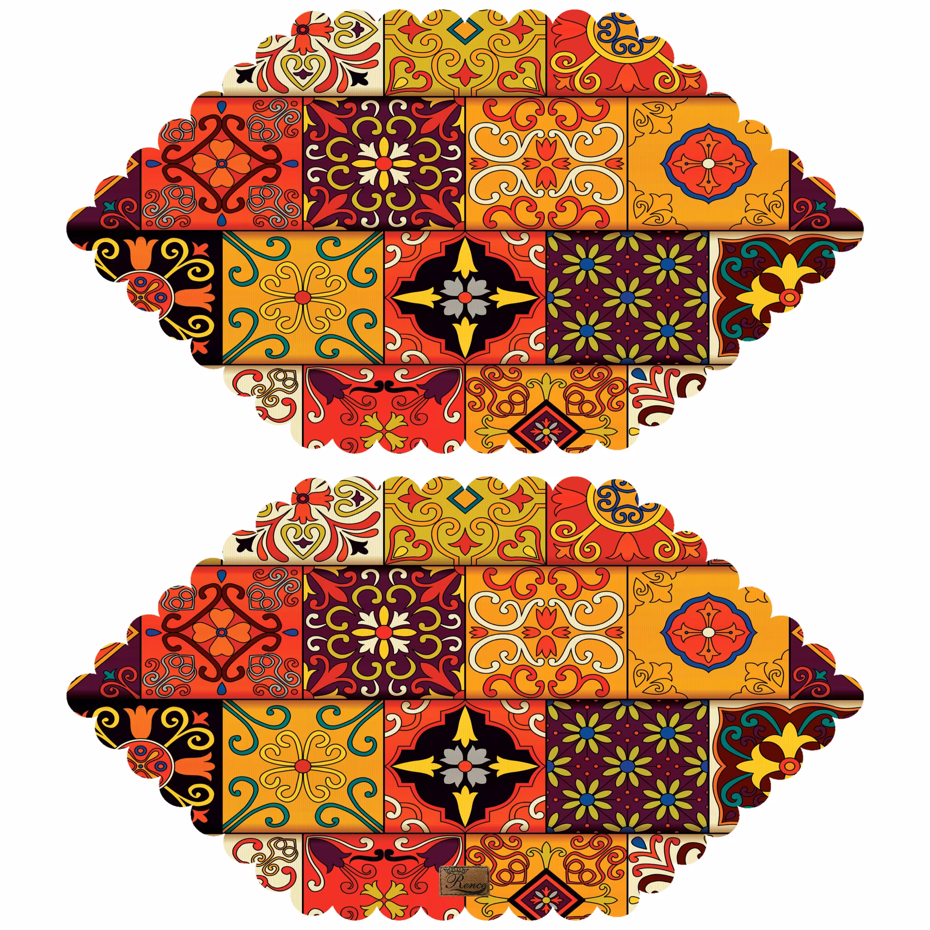 رومیزی مخمل طرح سنتی دو عدد سایز 30 در 50 مدل T5-541 شرکت رنس