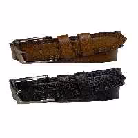 کمربند مشکی مردانه و زنانه 100% چرم اصل دوخت طرح دار چاپی ممتاز ست 2 عددی ورزشی جین برنزه 4.5 سانتی متر GoDeri