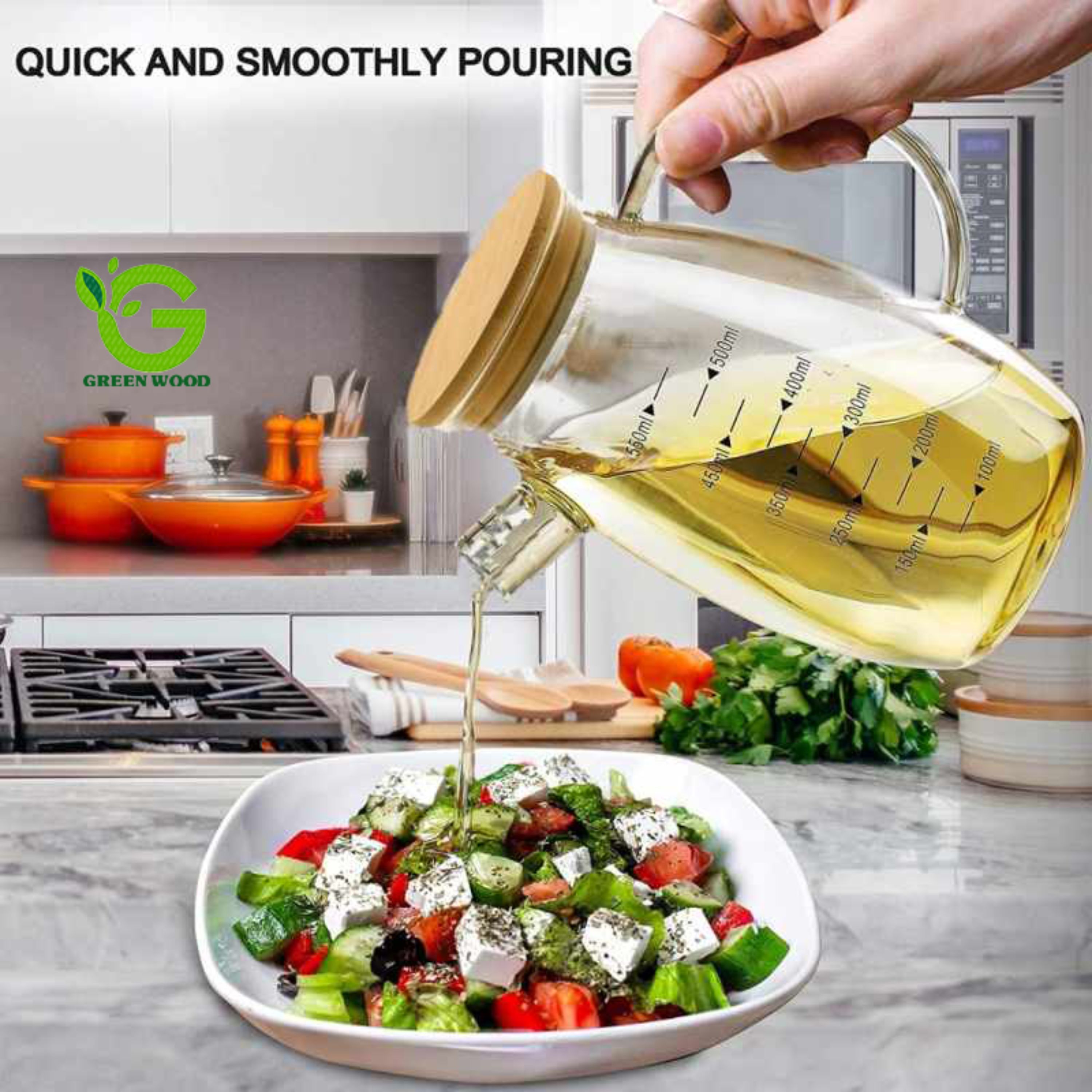 جای روغن ظرف روغن و سرکه و آبلیمو 550 میلی لیتربامبو شیشه ای پیرکس کد Gw51301021