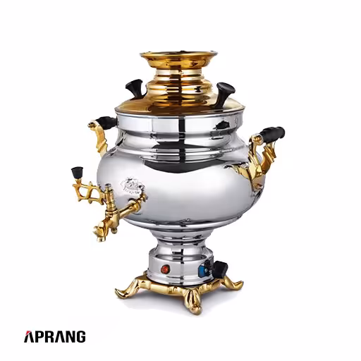 سماور برقی عالی نسب مدل سارینا نفیس طلایی ظرفیت 5.5 لیتر(لطفا با هماهنگی خرید بفرمایید)