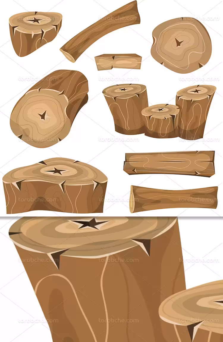 وکتور تکه های چوب با کیفیت | گرافیک با طعم تربچه
