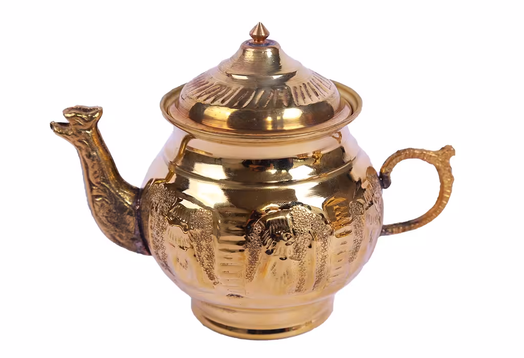 قوری شاندیز زرد قلم کاری