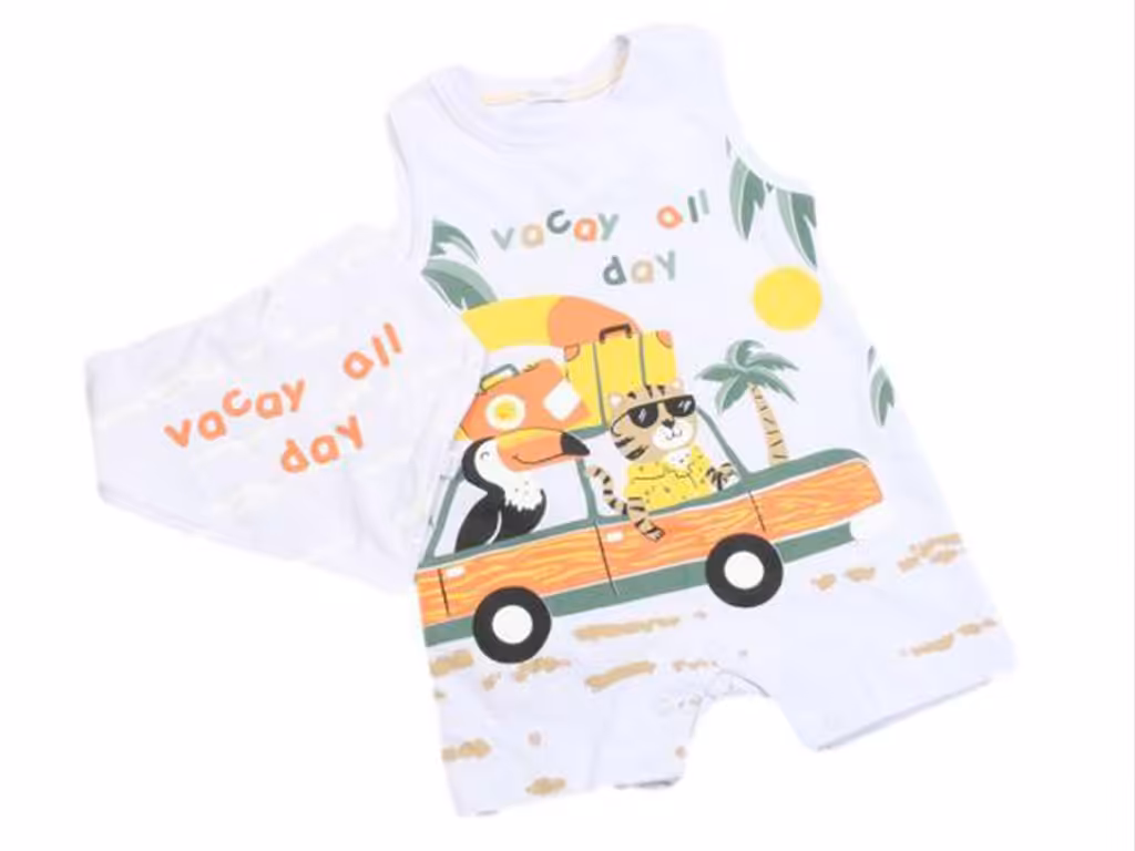 رامپر و پیشبند نوزادی پسرانه طرح حیوانات جنگل برند پاپو papo