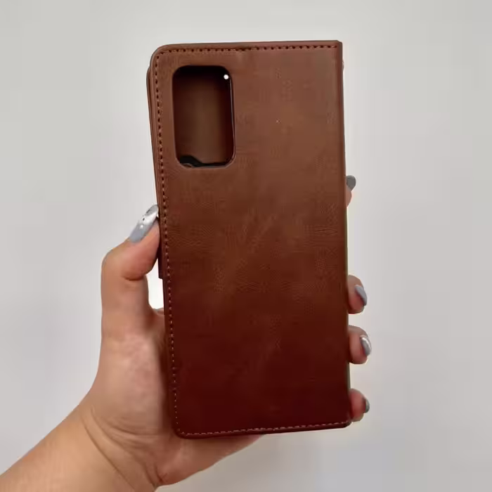 کیف گوشی Galaxy A32 5G سامسونگ چرمی مدل جاکارتی مگنت دار لوکس قهوه ای کد 29563