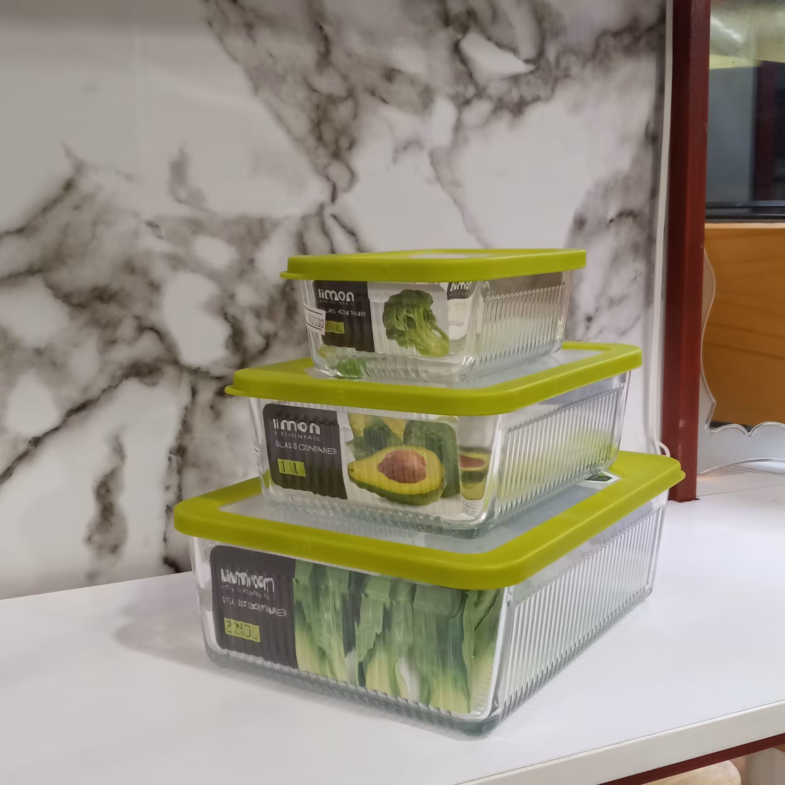 ظروف شیشه ای شیار دار لیمون 